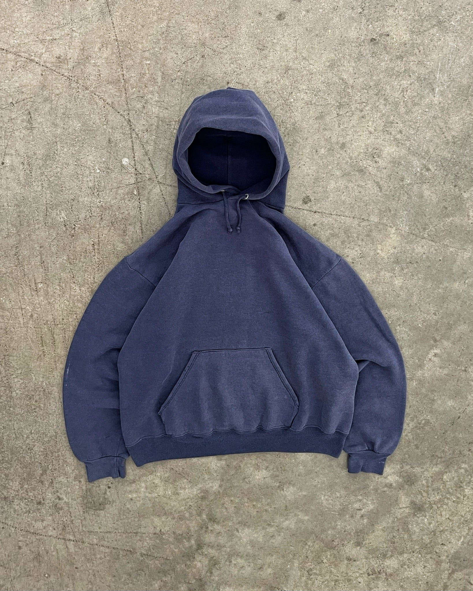 SUN FADED NAVY BLUE HOODIE - 1980S – AKIMBO CLUB