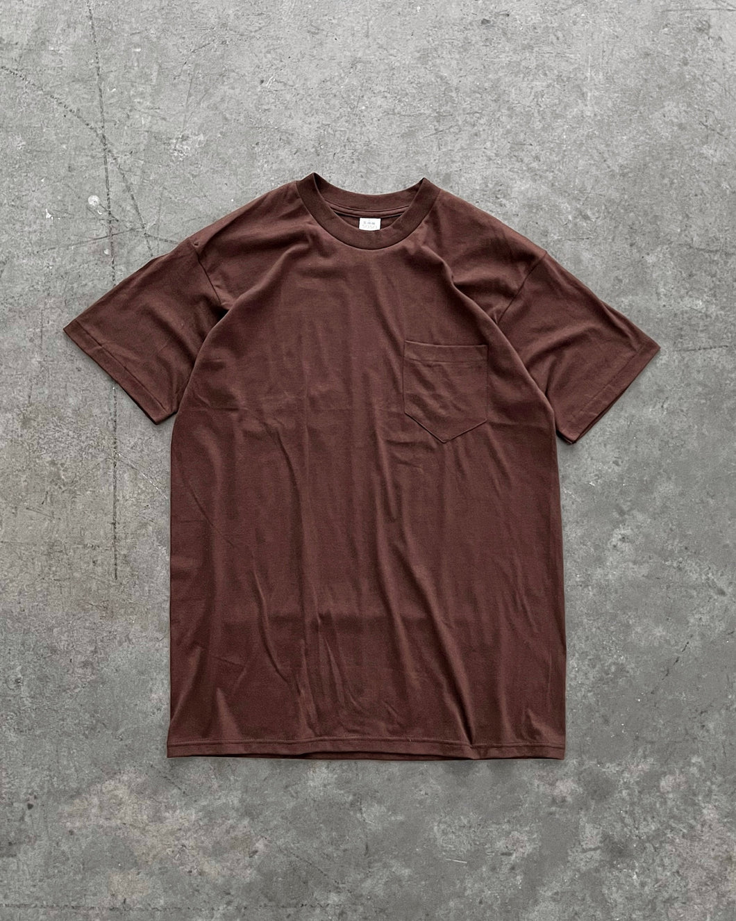 SINGLE STITCHED FADED BROWN POCKET TEE - 1970S