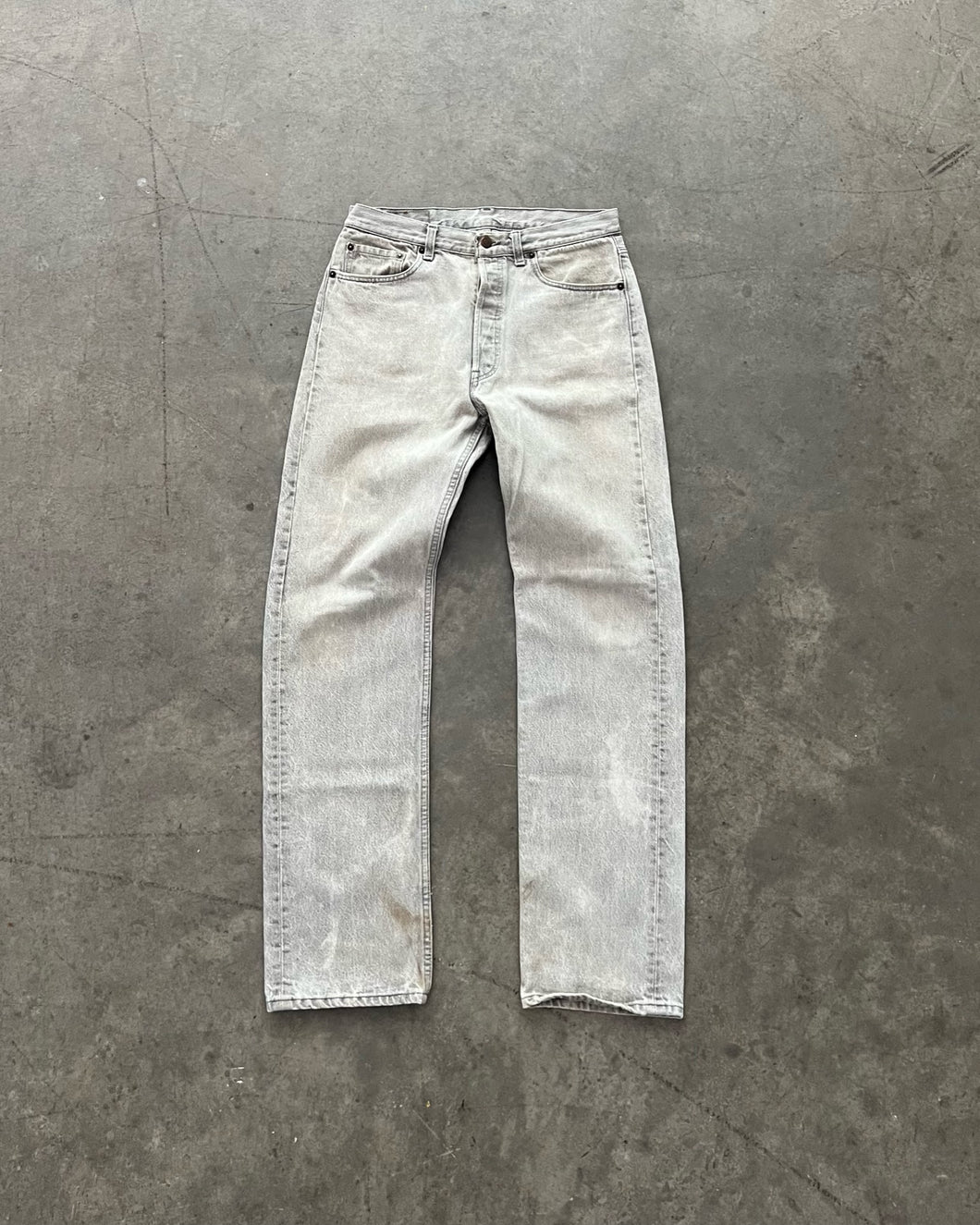 LEVI’S 501 FADED CEMENT GREY JEANS - 1990S