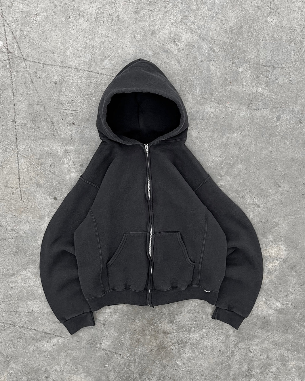 FADED BLACK RUSSELL ZIP UP HOODIE