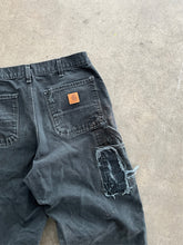 Load image into Gallery viewer, CARHARTT REPAIRED &amp; FADED BLACK SINGLE KNEE PANTS - 1990S

