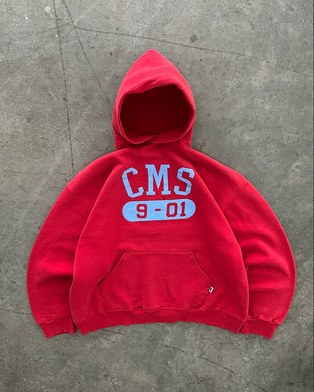 FADED RED “CMS” RUSSELL HOODIE - 1990S