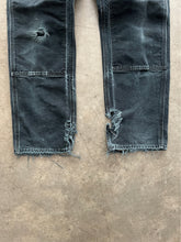 Load image into Gallery viewer, CARHARTT DISTRESSED &amp; FADED BLACK DOUBLE KNEE WORK PANTS - 1990S
