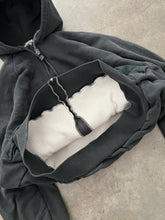 Load image into Gallery viewer, FADED BLACK WAFFLE LINED ZIP UP HOODIE - 1990S
