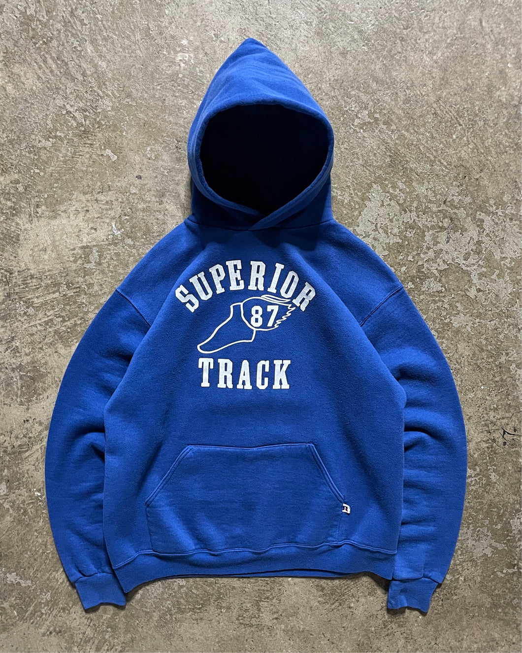 RUSSELL “SUPERIOR TRACK” ROYAL BLUE HOODIE - 1980s