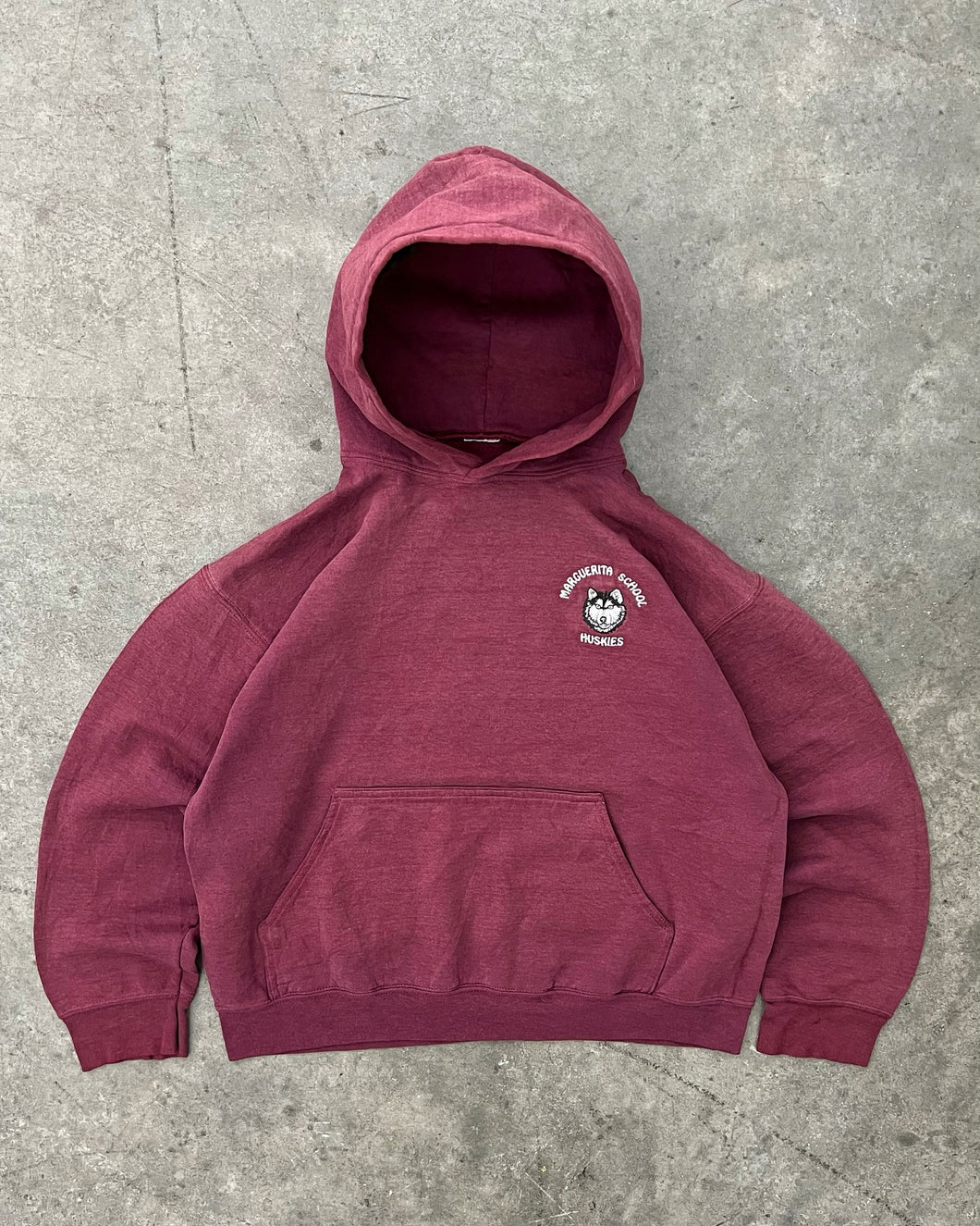 SUN FADED MAROON “HUSKIES” HOODIE - 1990S