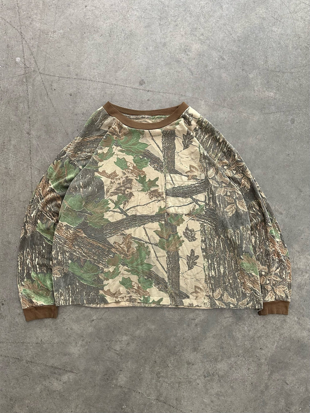 SINGLE STITCHED FOREST CAMOUFLAGE LONG SLEEVE TEE - 1980S