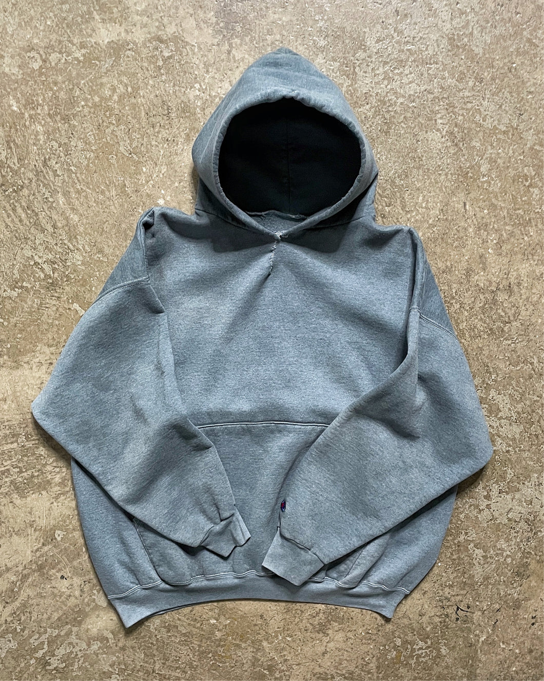 STEEL GREY REPAIRED CHAMPION HOODIE